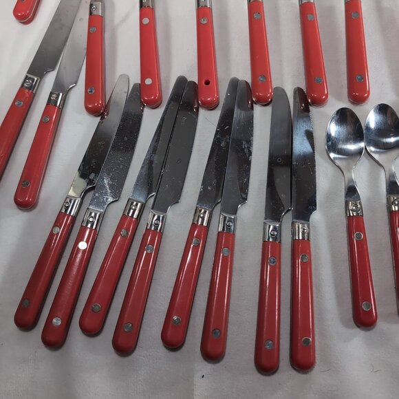 51 IKEA Red Stainless Steel Cutlery Flatware Serving Utensils Fork Spoon Knife - Picture 2 of 14